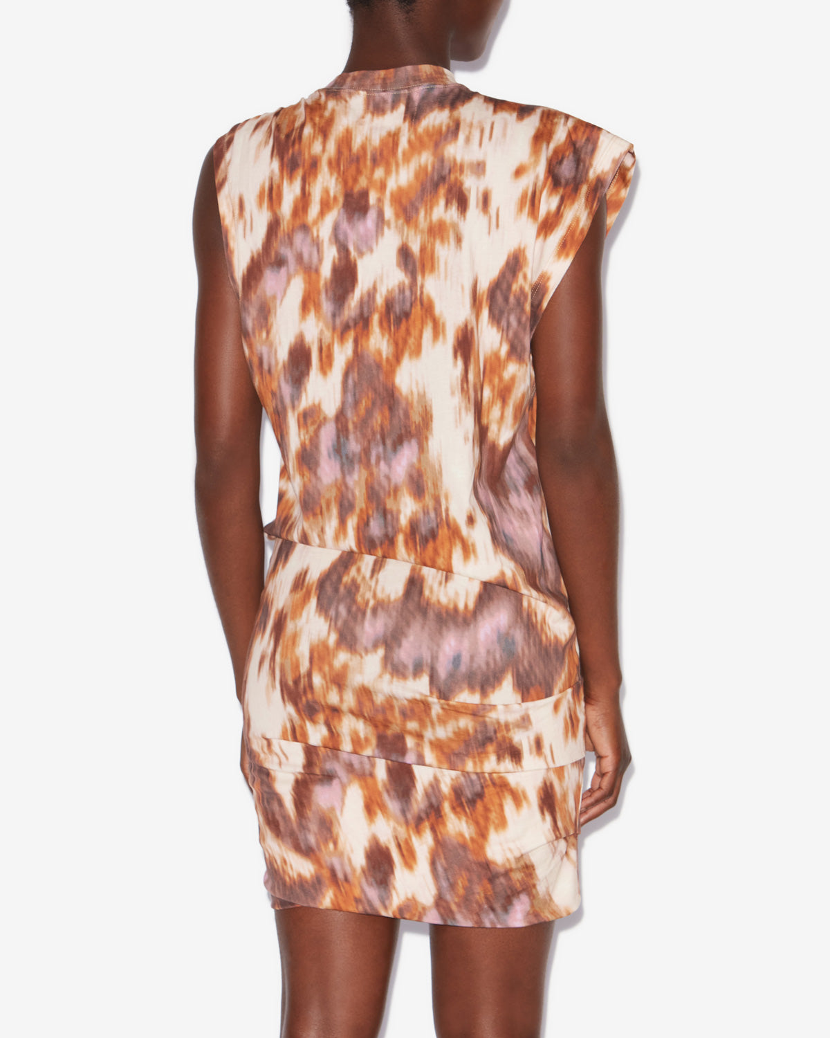 Abito a t-shirt leany asimmetrica in jersey con stampa ad acquarello - Ecru-ochre - Woman - 4