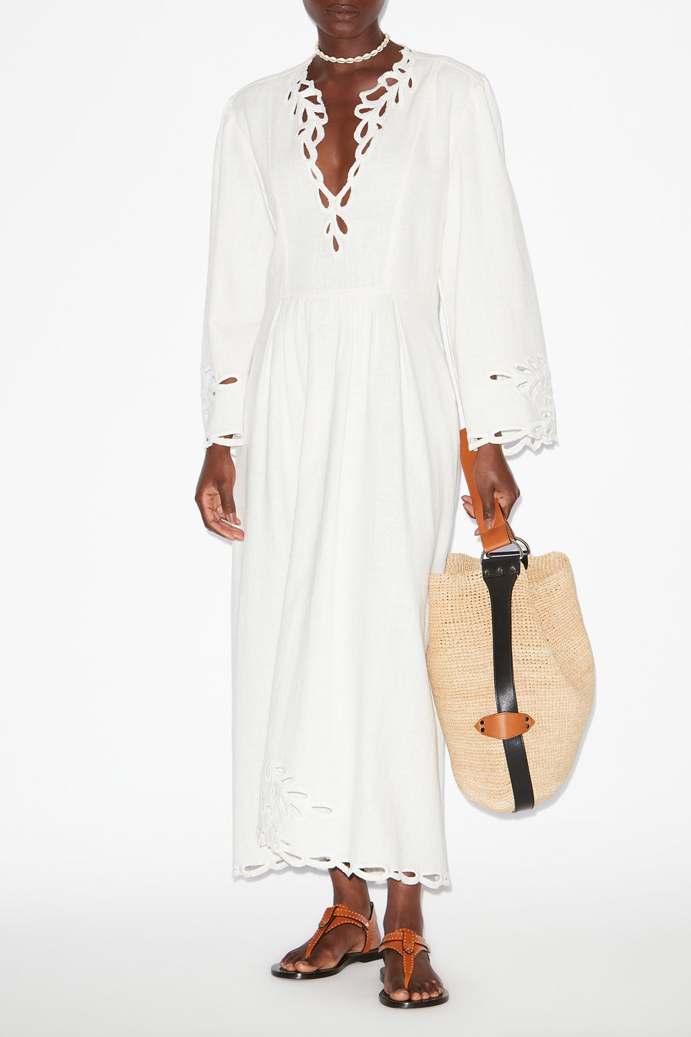 Abito lungo tianny con ricami traforati - Bianco - Woman - 2