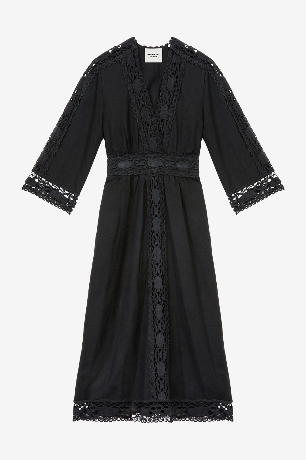 Robe longue veona en coton et lin mélangés - Noir - Woman - 1