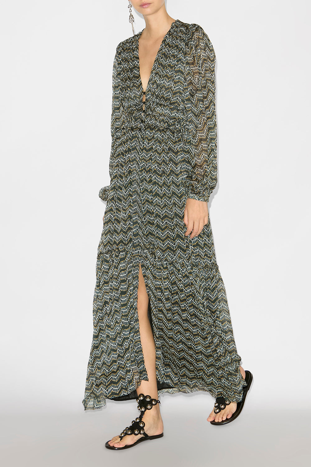 Abito lungo amara in mussola arricciata - Nero lavato - Woman - 2