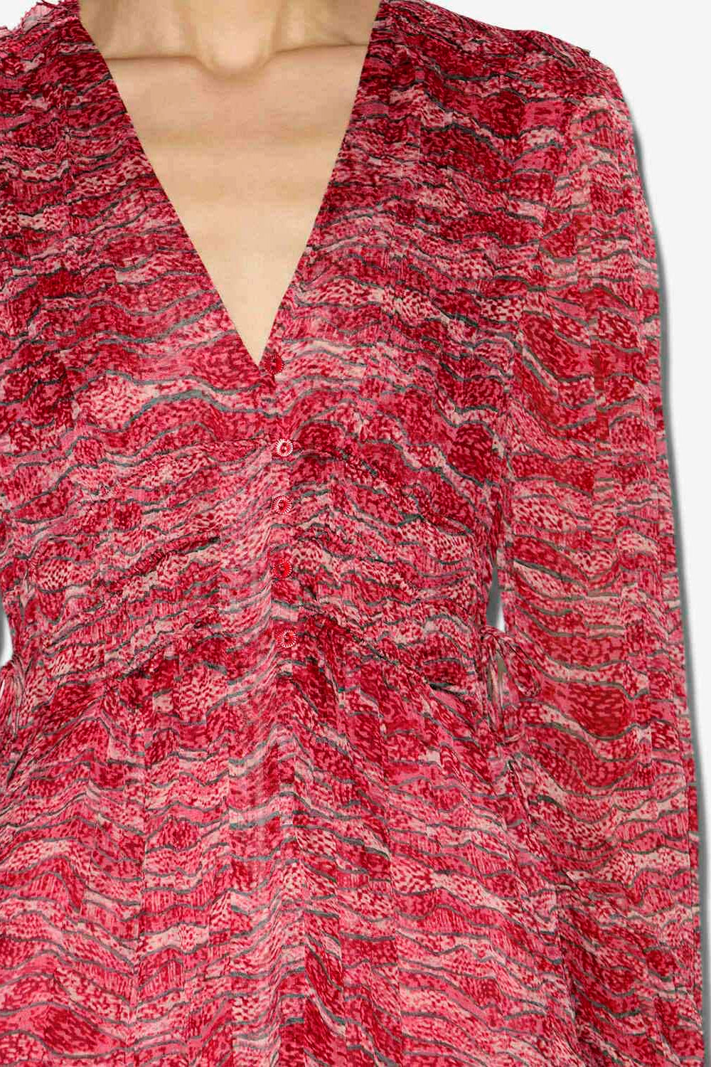 Abito lungo amara in mussola arricciata - Rosso - Woman - 3