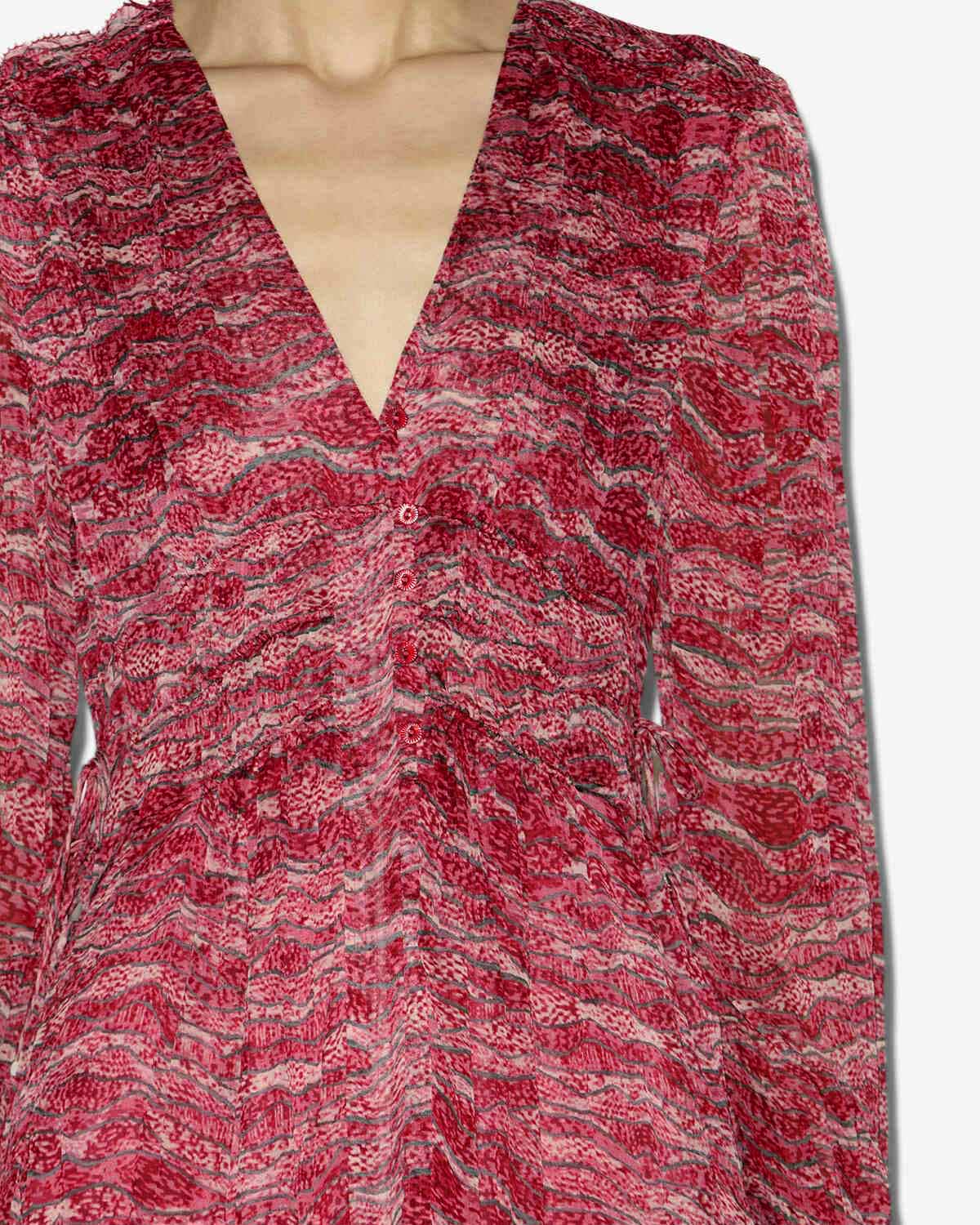 Amara long gathered muslin dress - Red - Woman - 2