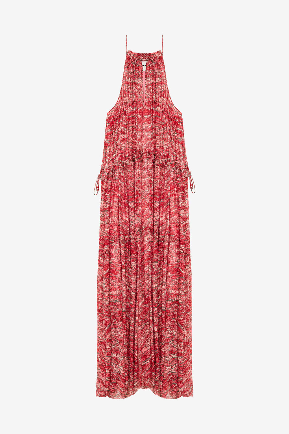 Abito lungo alita in mussola arricciata - Rosso - Woman - 1