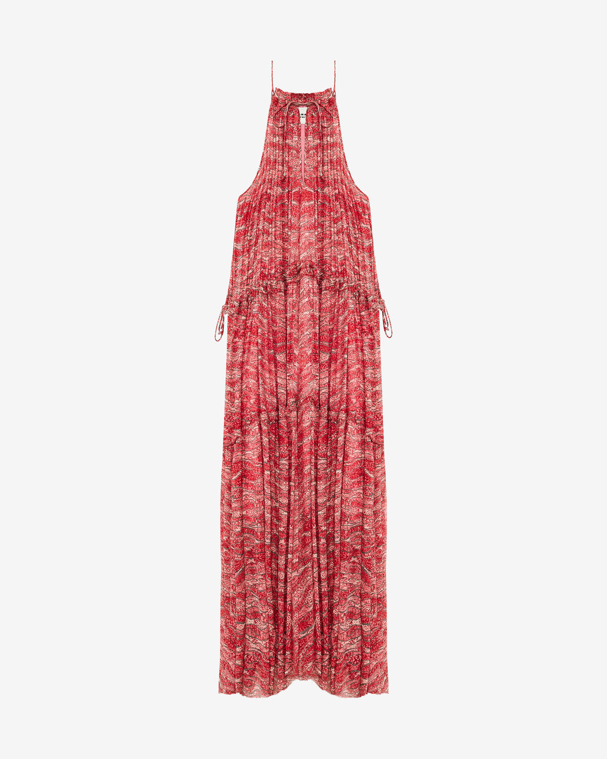 Abito lungo alita in mussola arricciata - Rosso - Woman - 4