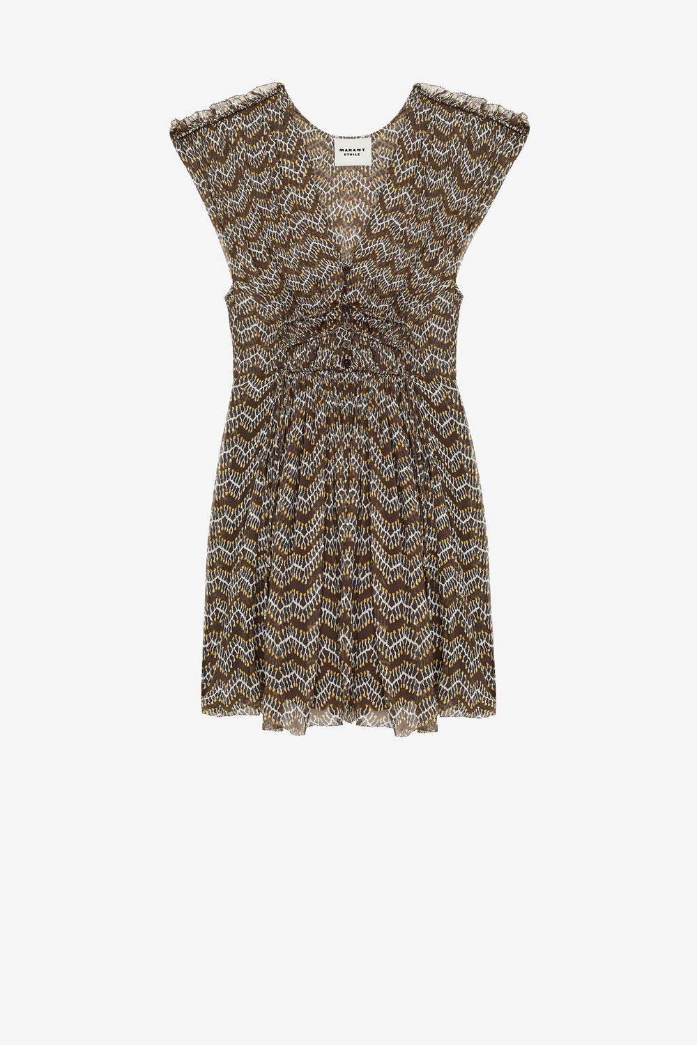 Robe courte anawa en mousseline froncée - Noir délavé - Woman - 1