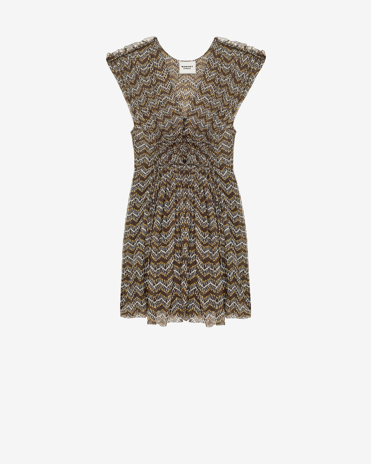 Robe courte anawa en mousseline froncée - Noir délavé - Woman - 5