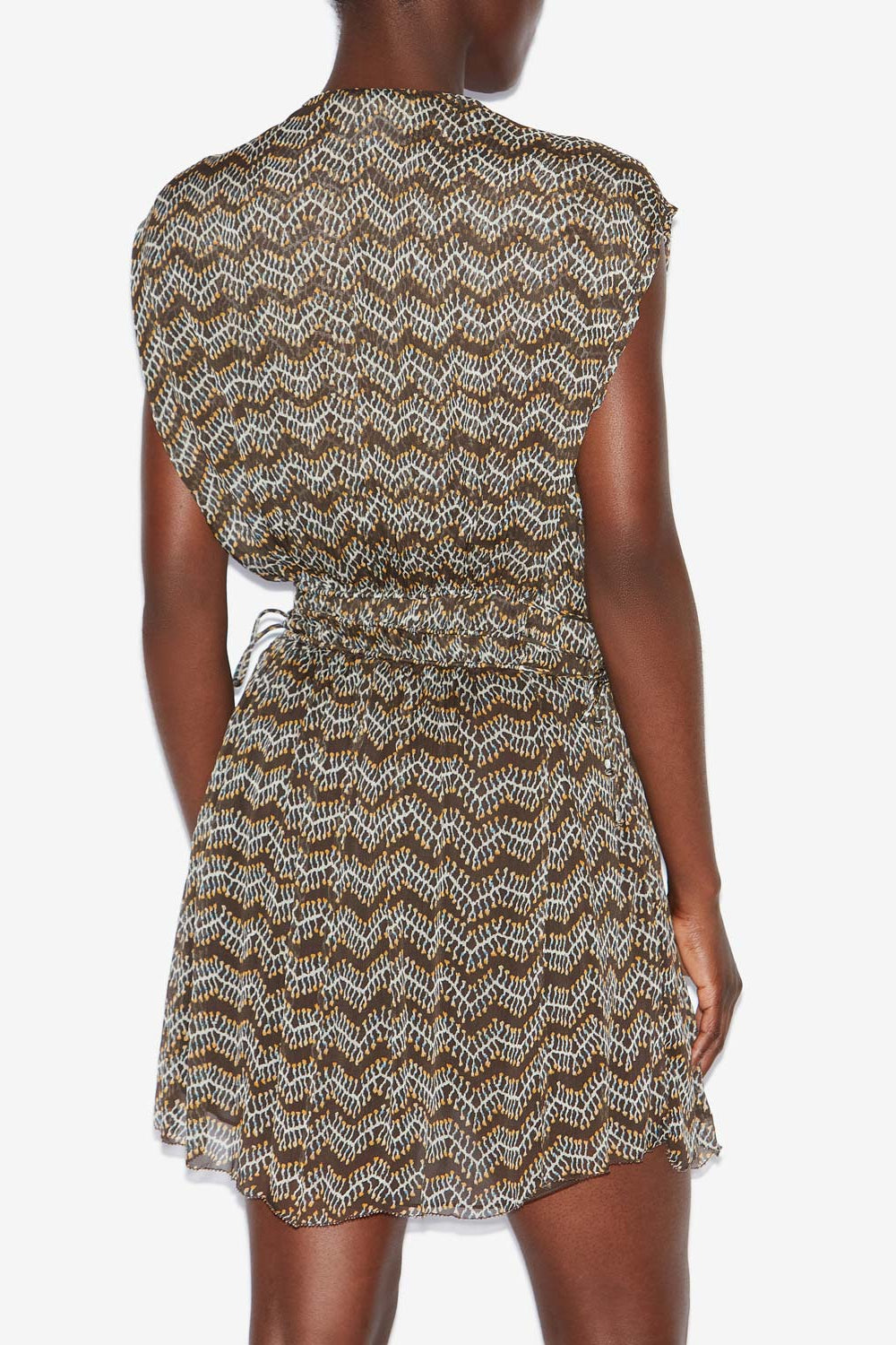 Robe courte anawa en mousseline froncée - Noir délavé - Woman - 5