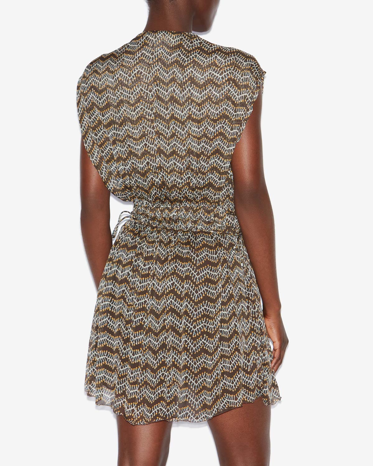 Robe courte anawa en mousseline froncée - Noir délavé - Woman - 4