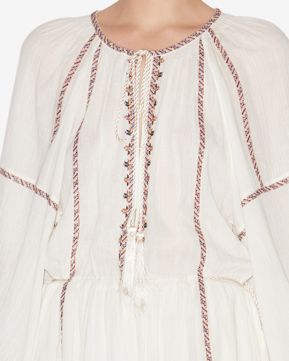 Robe longue florenza en gaze brodée - Écru-ocre - Woman - 2