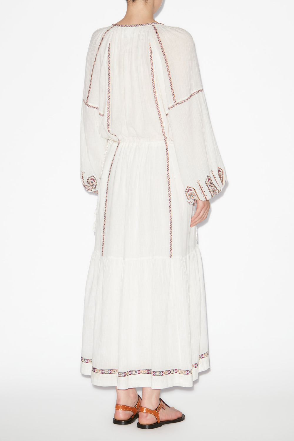 Robe longue florenza en gaze brodée - Écru-ocre - Woman - 4