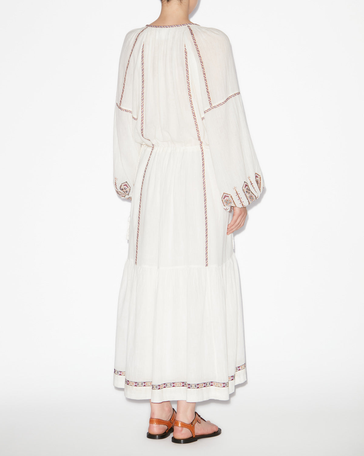 Robe longue florenza en gaze brodée - Écru-ocre - Woman - 3