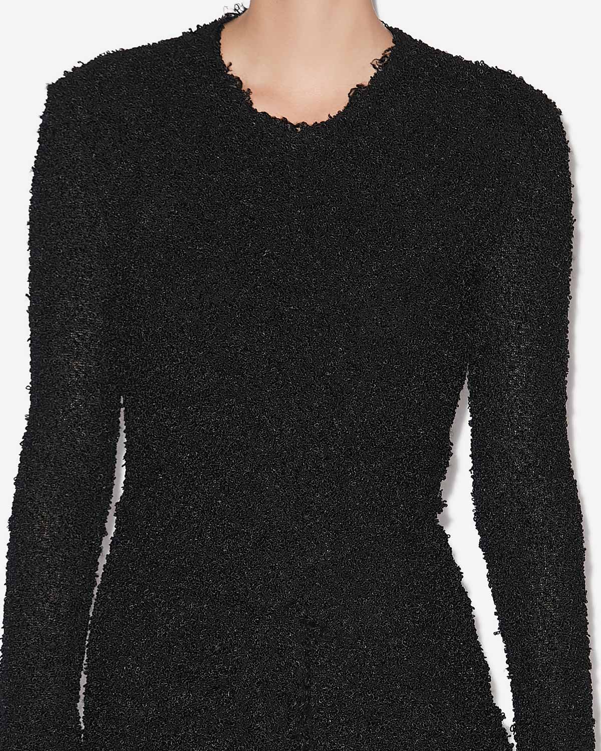 Ophelie draped bouclé jersey dress - Black - Woman - 2