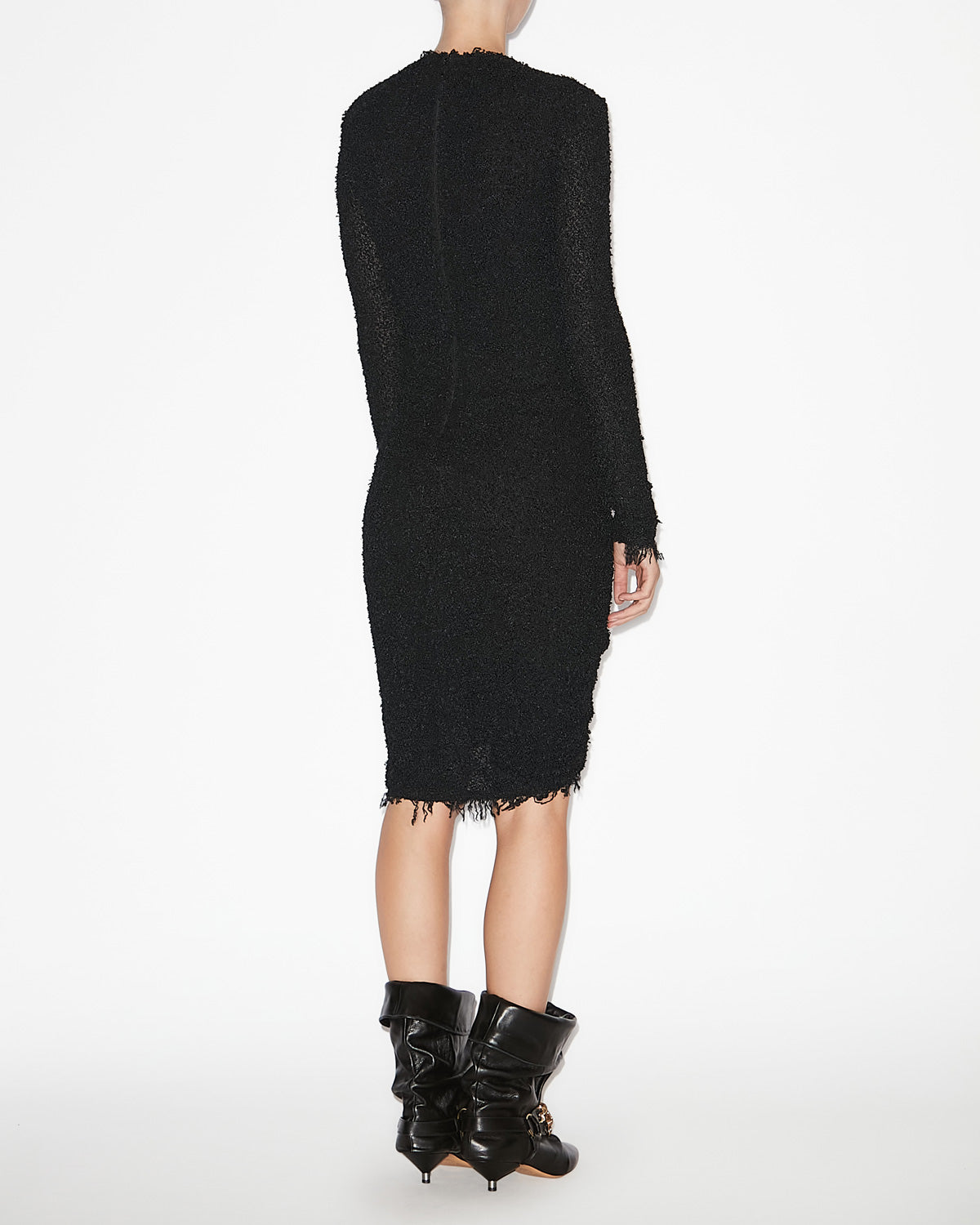 Ophelie draped bouclé jersey dress - Black - Woman - 3