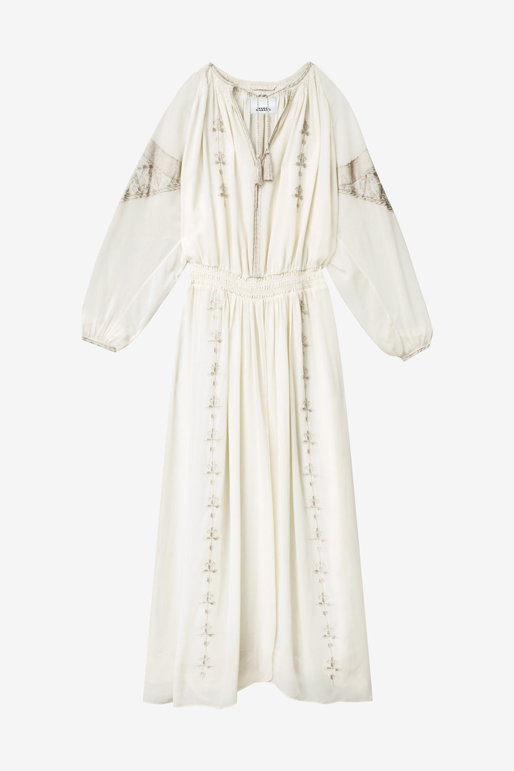 Abito lungo odilia in crêpe georgette ricamato - Ecru - Woman - 1