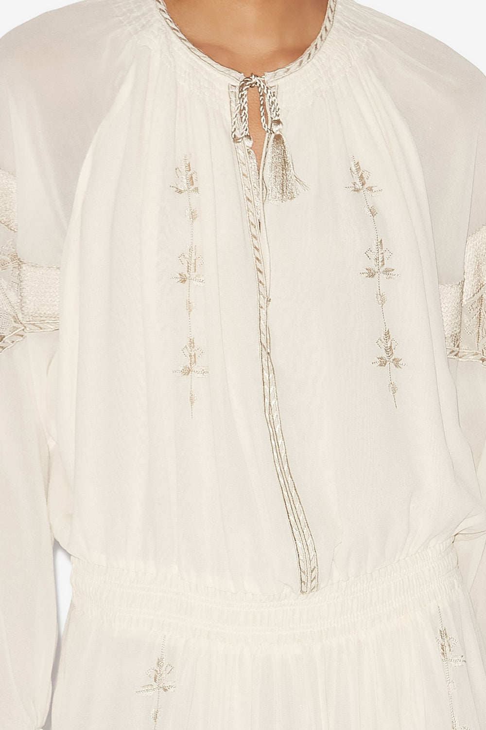 Abito lungo odilia in crêpe georgette ricamato - Ecru - Woman - 3