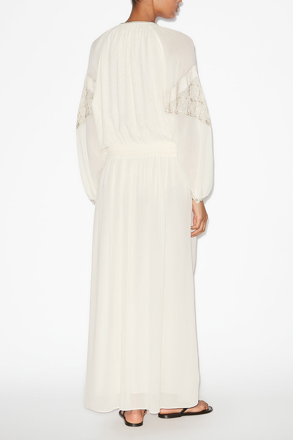 Abito lungo odilia in crêpe georgette ricamato - Ecru - Woman - 4