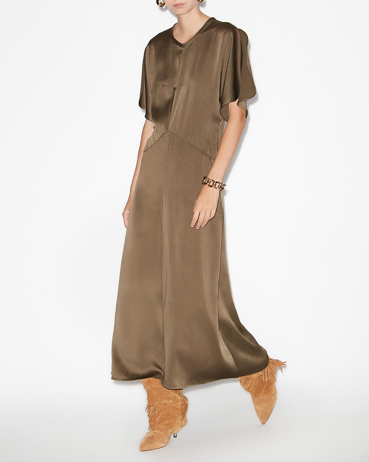 Langes kleid keany aus satin - Bronze - Woman - 1