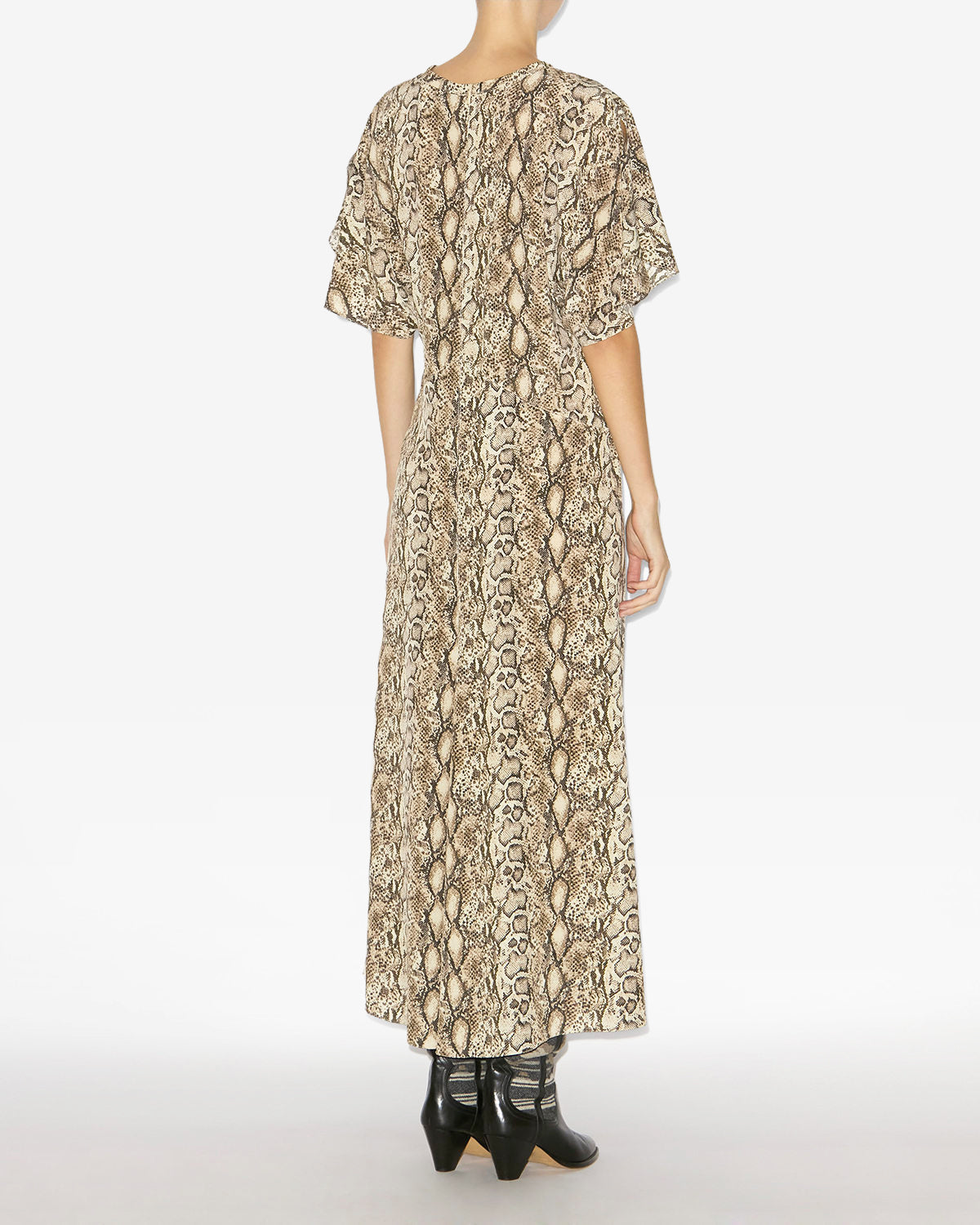 Keany long silk python print dress - Natural - Woman - 3