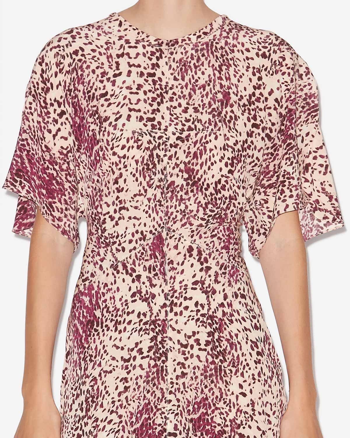 Abito lungo keany in seta con stampa leopardata - Purple-ecru - Woman - 2