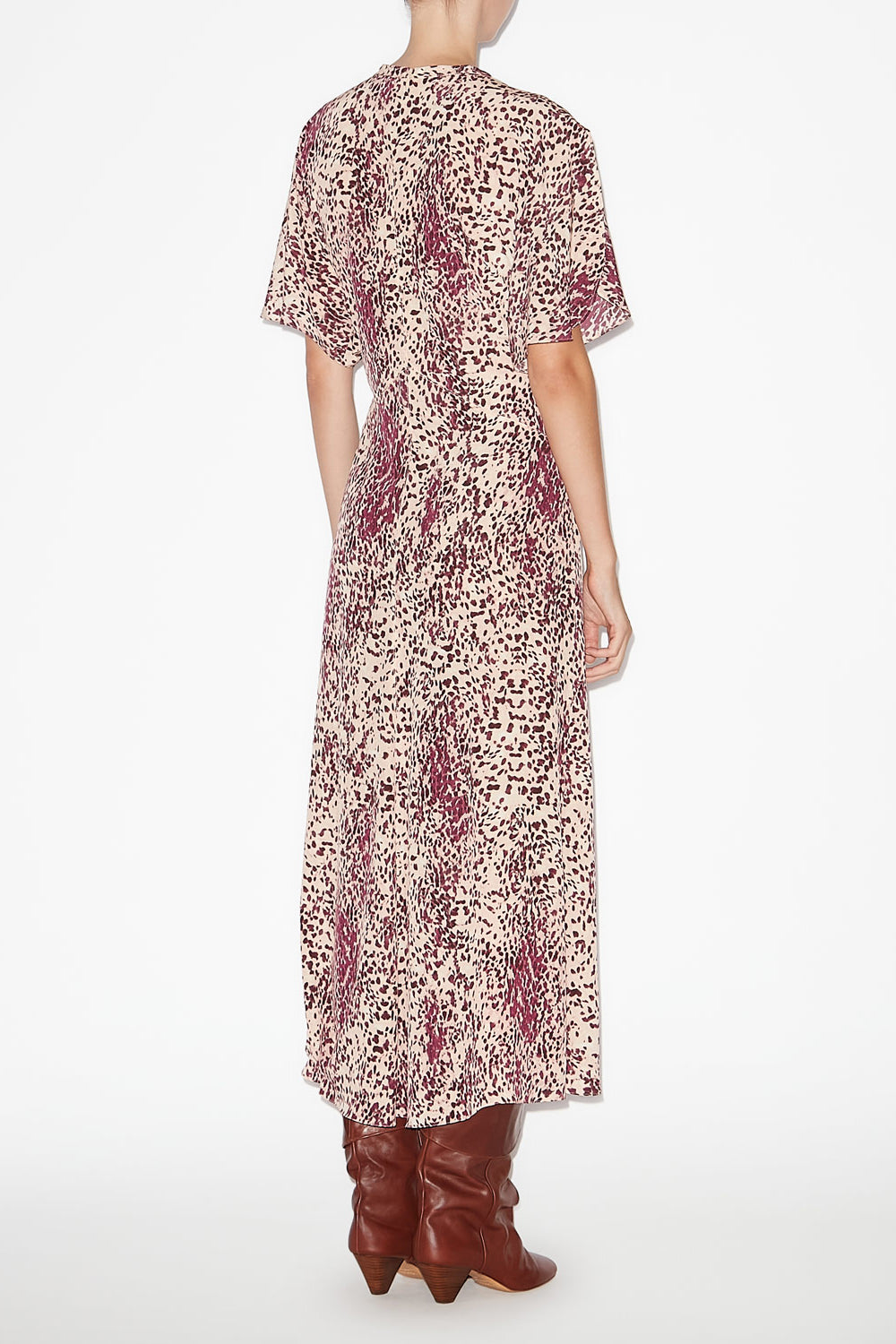 Abito lungo keany in seta con stampa leopardata - Purple-ecru - Woman - 4