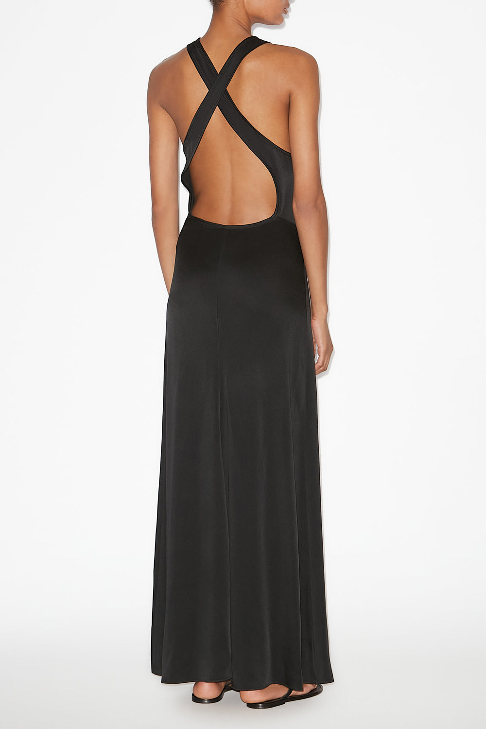 Vestido largo de satén kenza - Negro - Woman - 4