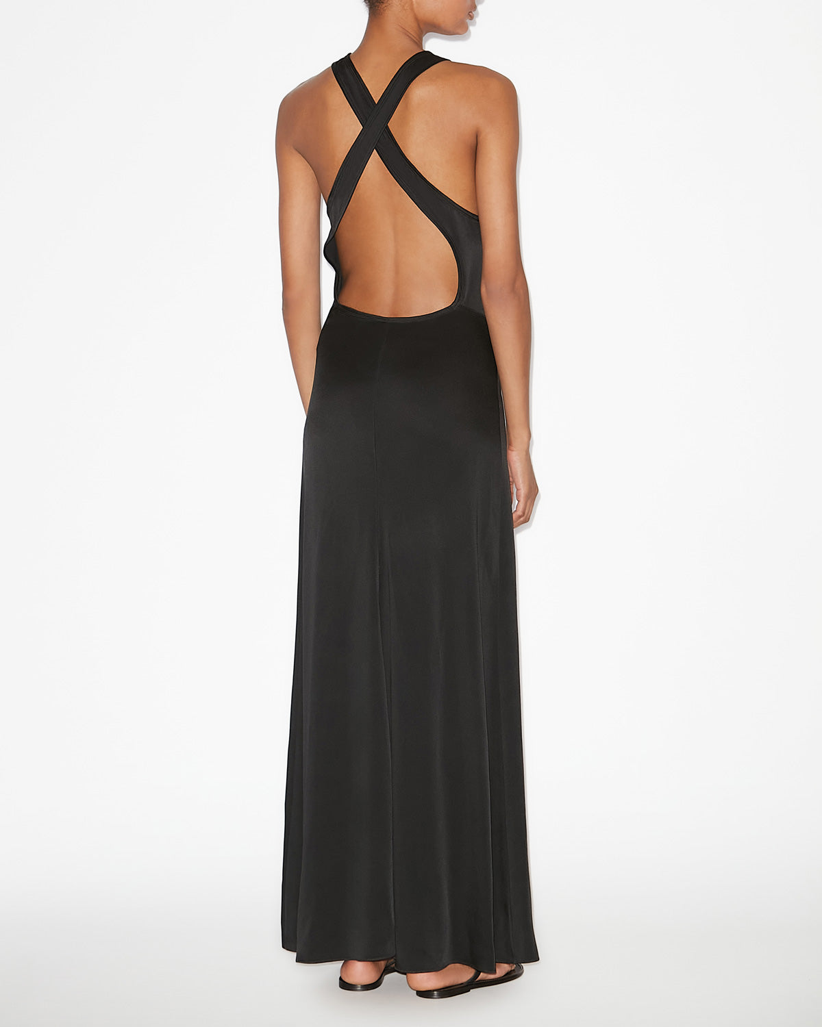 Langes kleid kenza aus satin - Schwarz - Woman - 3