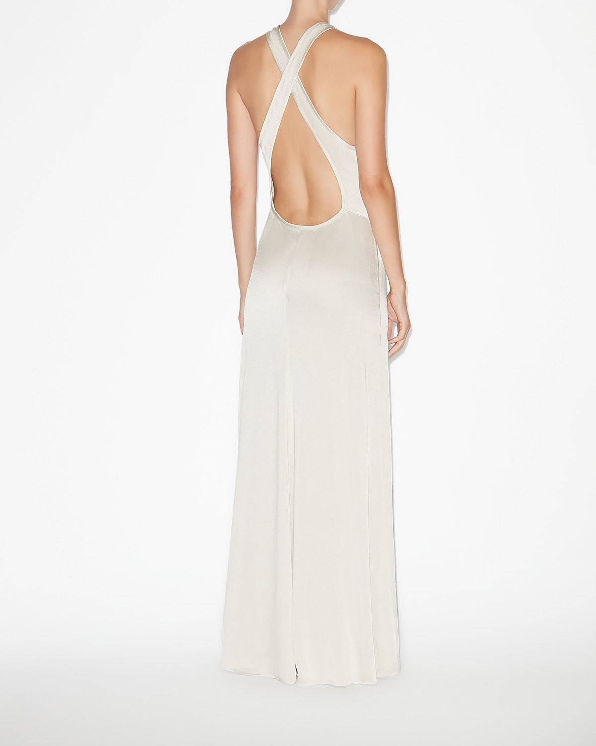 Kenza long satin dress - Chalk - Woman - 3