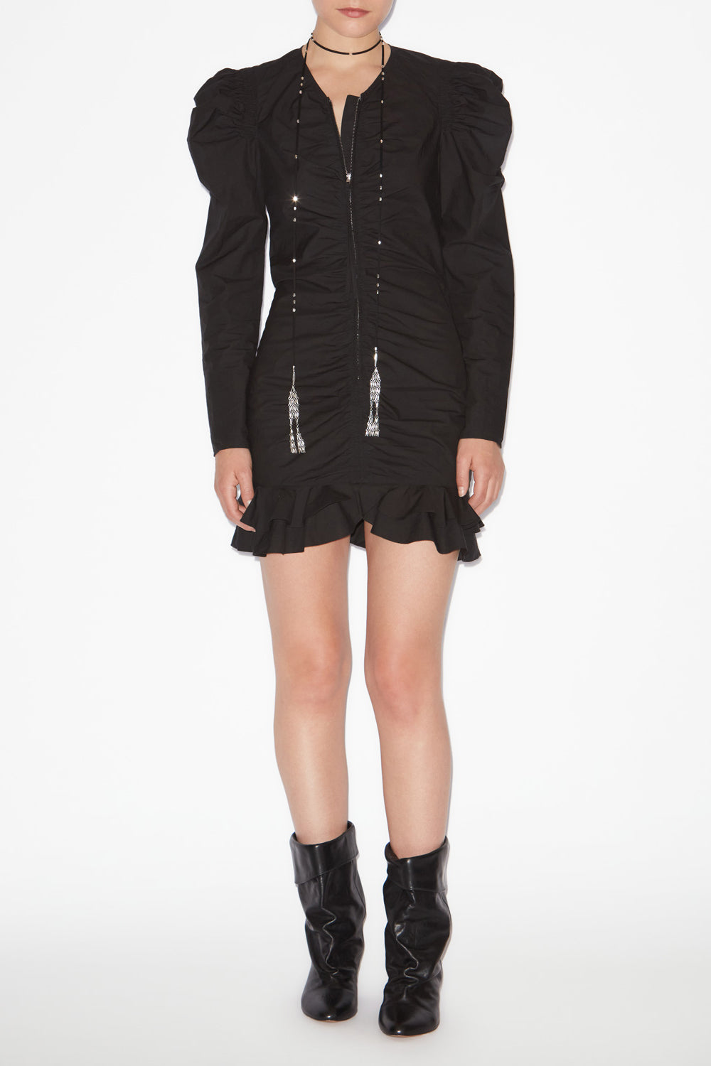 Robe courte zippée briali en coton crispy - Noir - Woman - 2