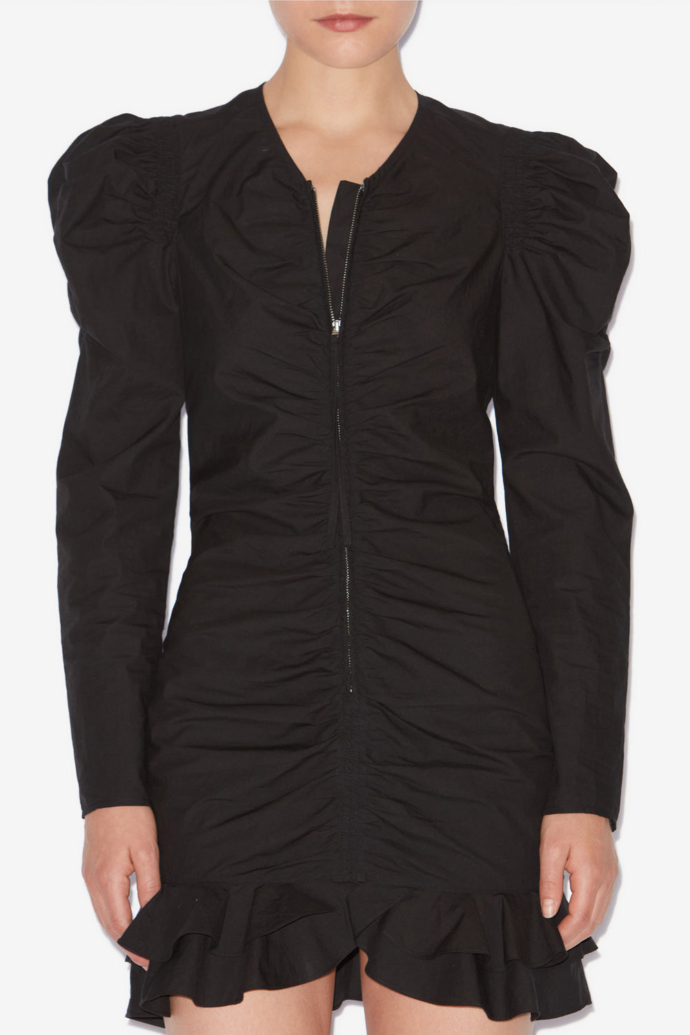 Robe courte zippée briali en coton crispy - Noir - Woman - 4