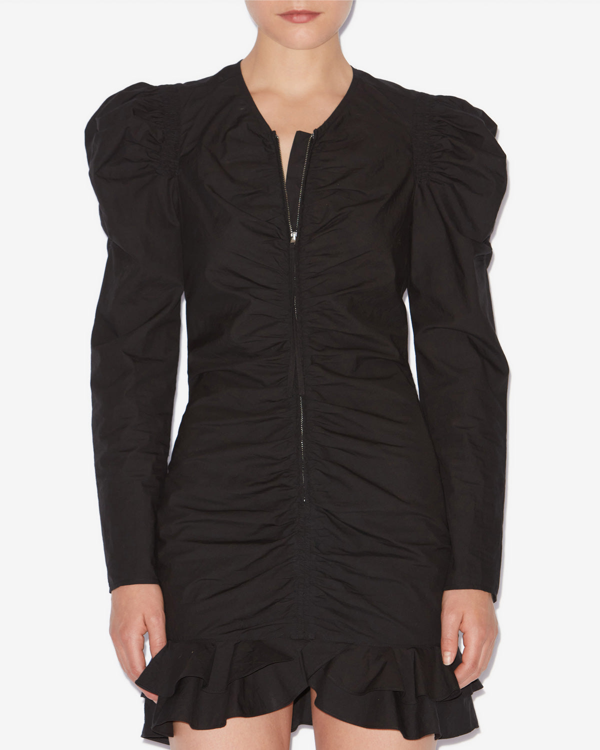 Robe courte zippée briali en coton crispy - Noir - Woman - 3