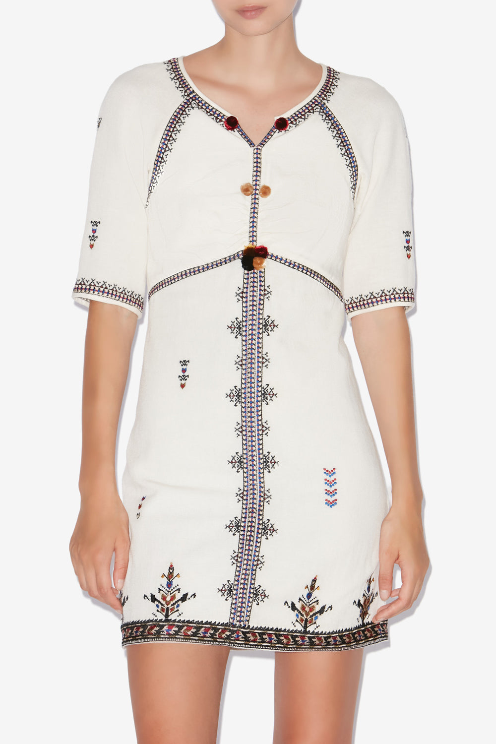 Zatini short open back embroidered gauze dress - Ecru - Woman - 4