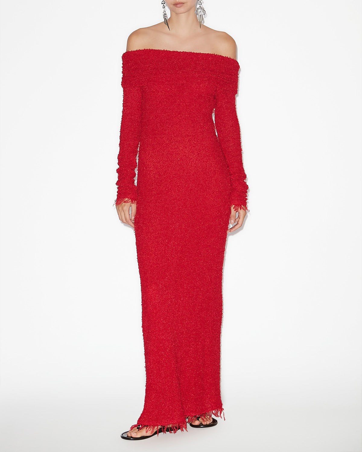 Ormany long bouclé jersey dress - Red - Woman - 1