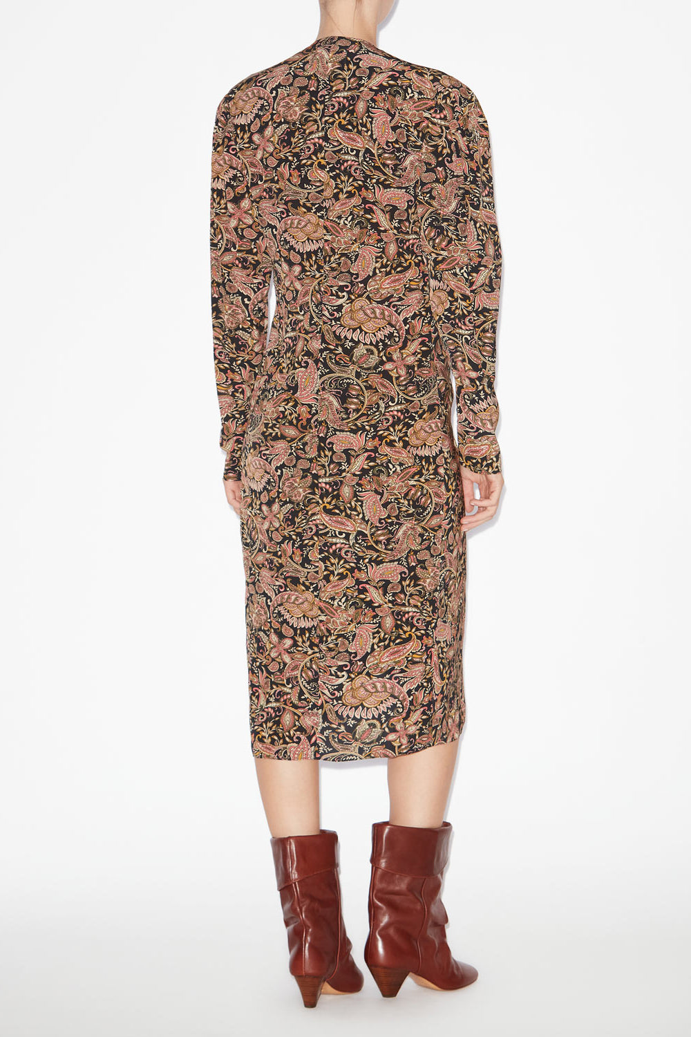 Abito midi zeliha con stampa a maniche lunghe - Black-ochre - Woman - 4