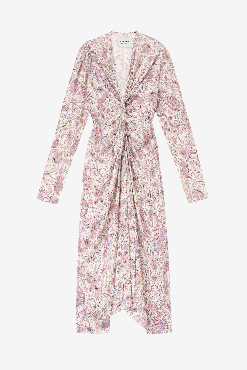 Robe midi zeliha imprimée à manches longues - Écru-violet - Woman - 1