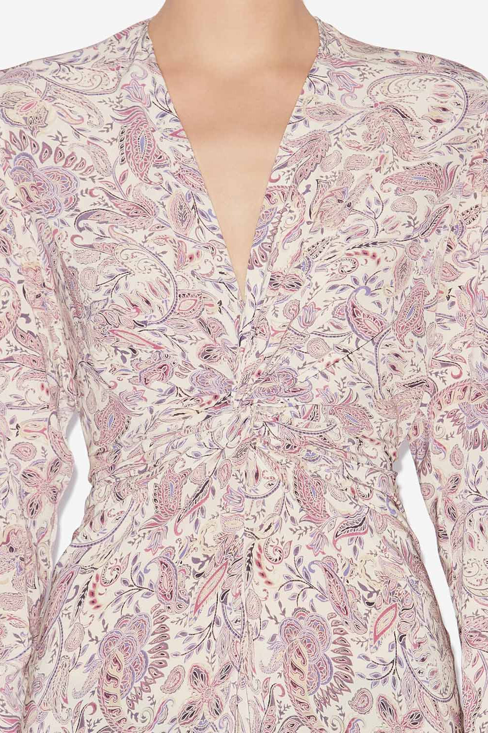 Robe midi zeliha imprimée à manches longues - Écru-violet - Woman - 3