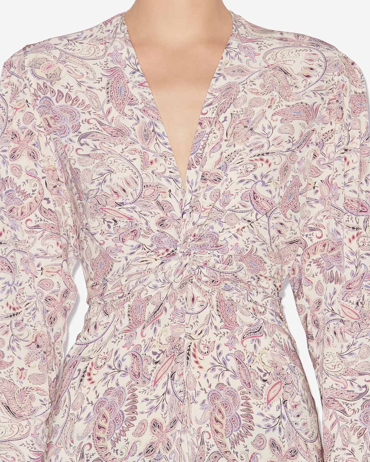 Bedrucktes midikleid zeliha mit langen ärmeln - Ecru-purple - Woman - 2