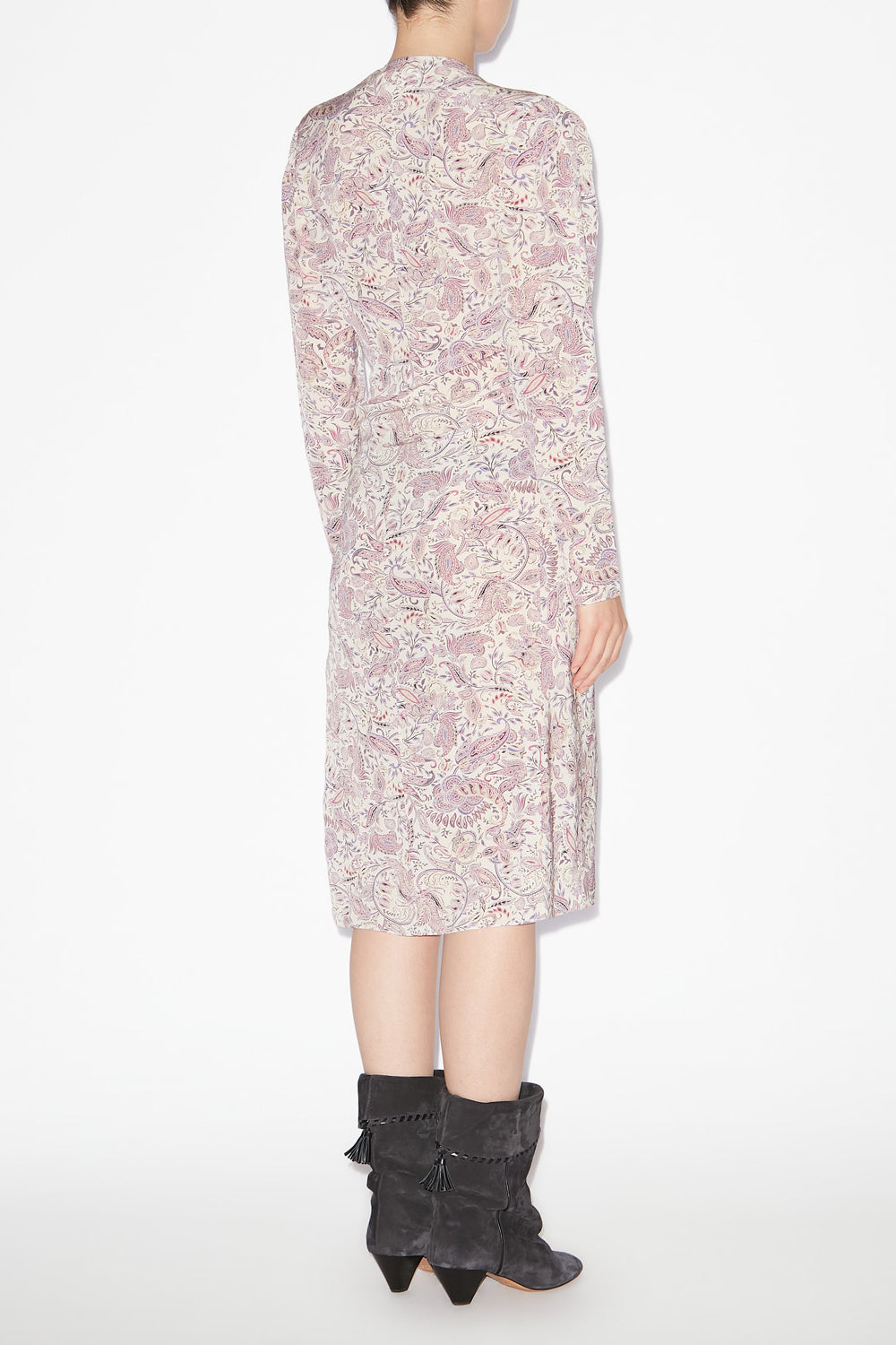 Robe midi zeliha imprimée à manches longues - Écru-violet - Woman - 4