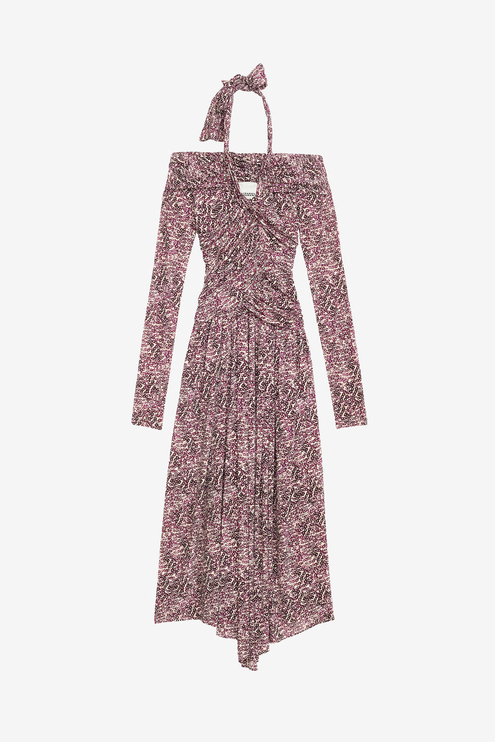 Abito drappeggiato valentine in jersey con stampa - Purple-ecru - Woman - 1