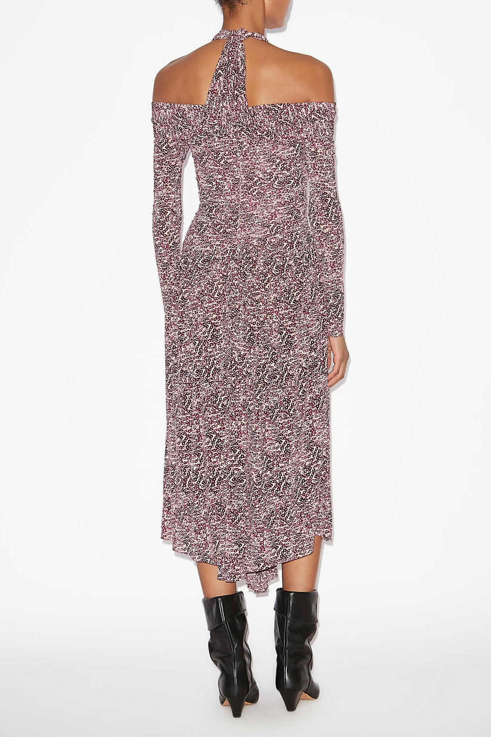 Abito drappeggiato valentine in jersey con stampa - Purple-ecru - Woman - 4