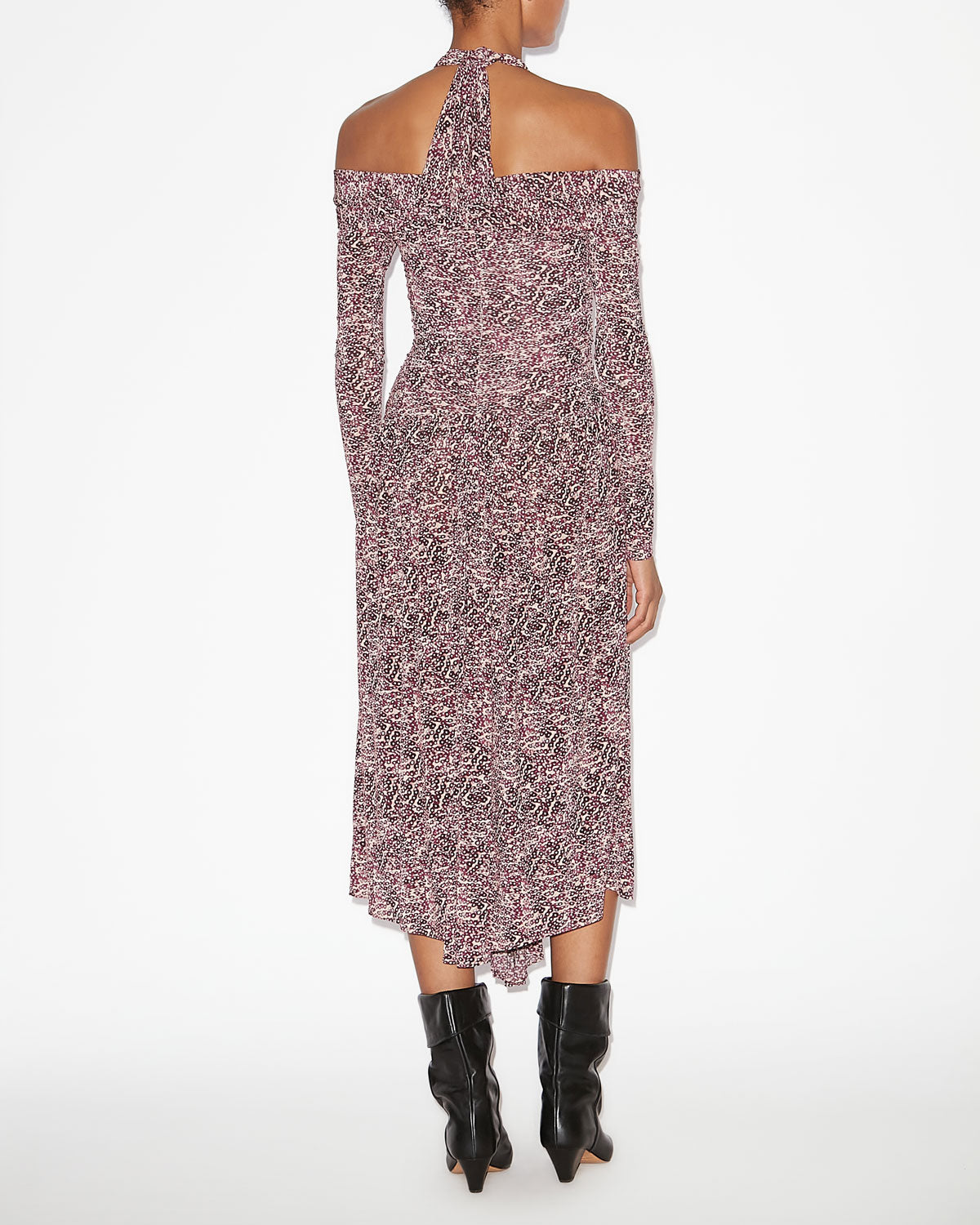 Abito drappeggiato valentine in jersey con stampa - Purple-ecru - Woman - 3