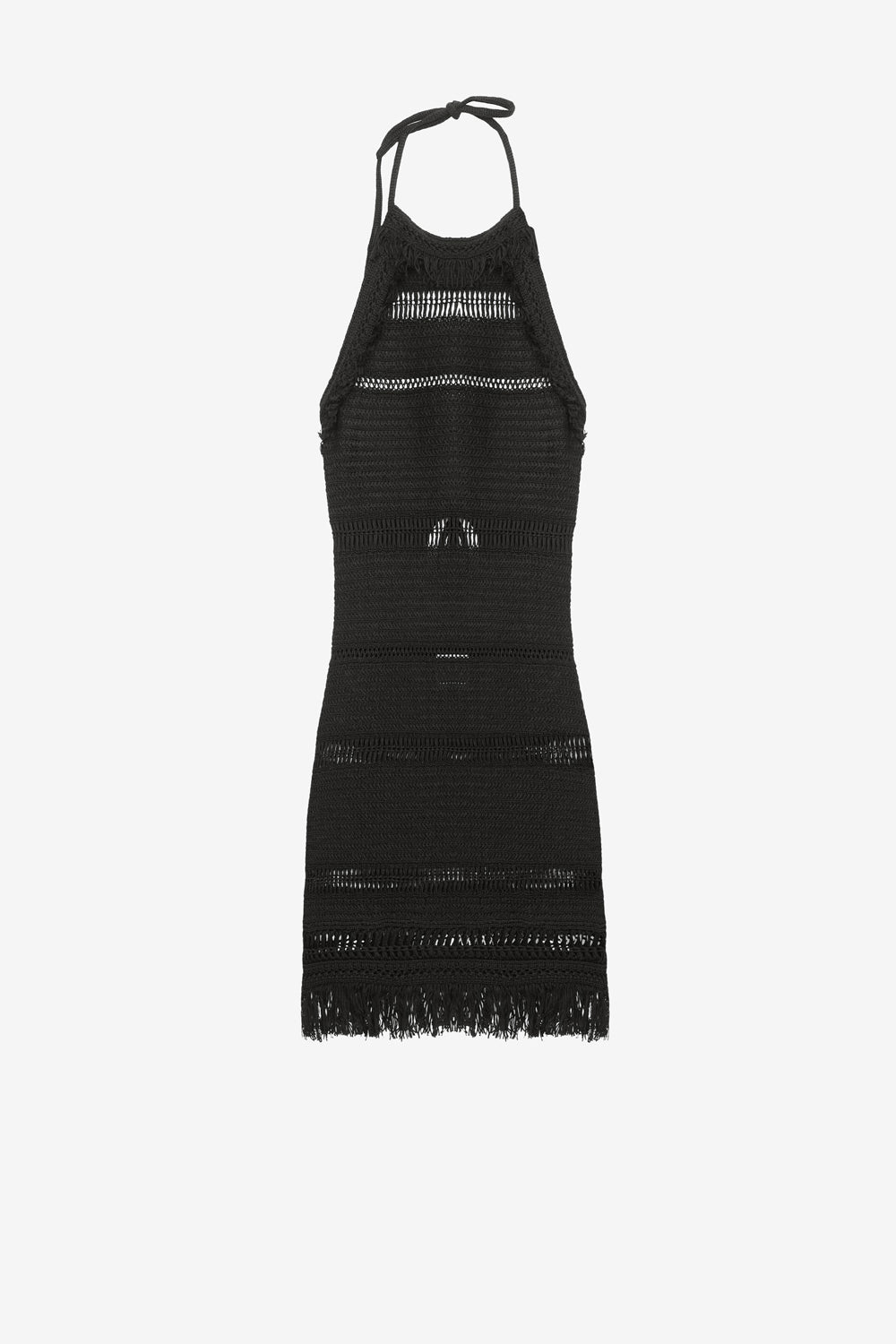 Aralia open back macramé knit dress - Black - Woman - 1