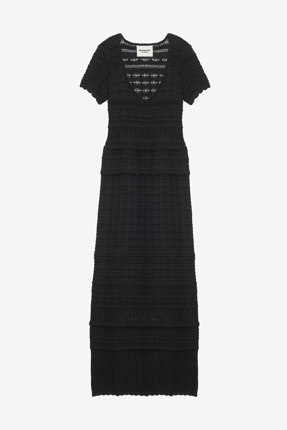 Aurore long openwork knit dress - Black - Woman - 1