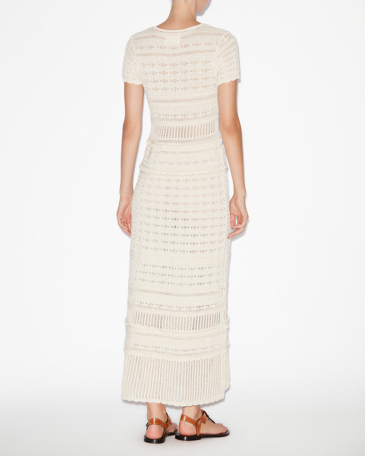 Aurore long openwork knit dress - Ecru - Woman - 3