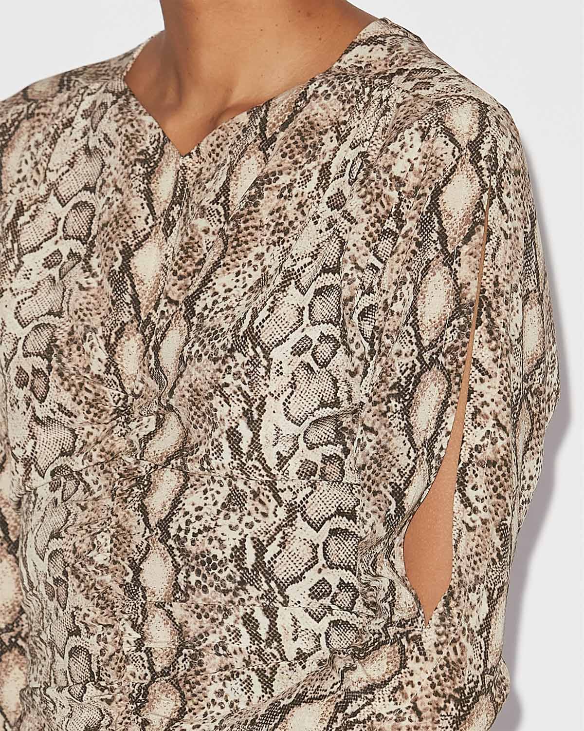 Octavia short gathered printed silk dress - Natural - Woman - 2