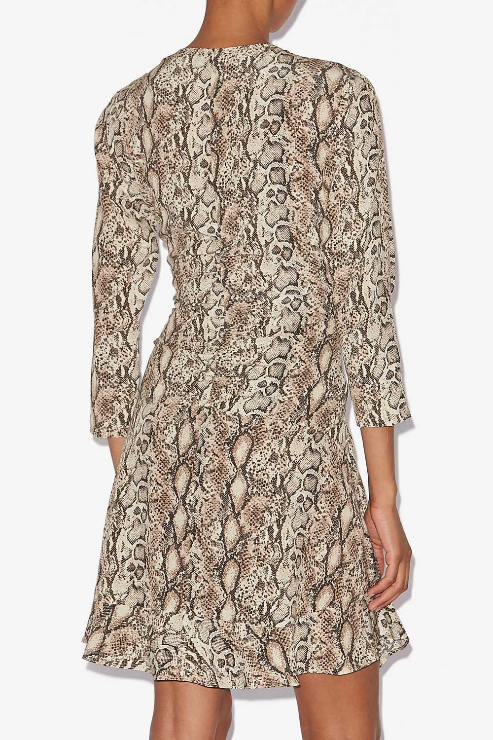 Abito corto octavia arricciato in seta con stampa - Naturale - Woman - 5