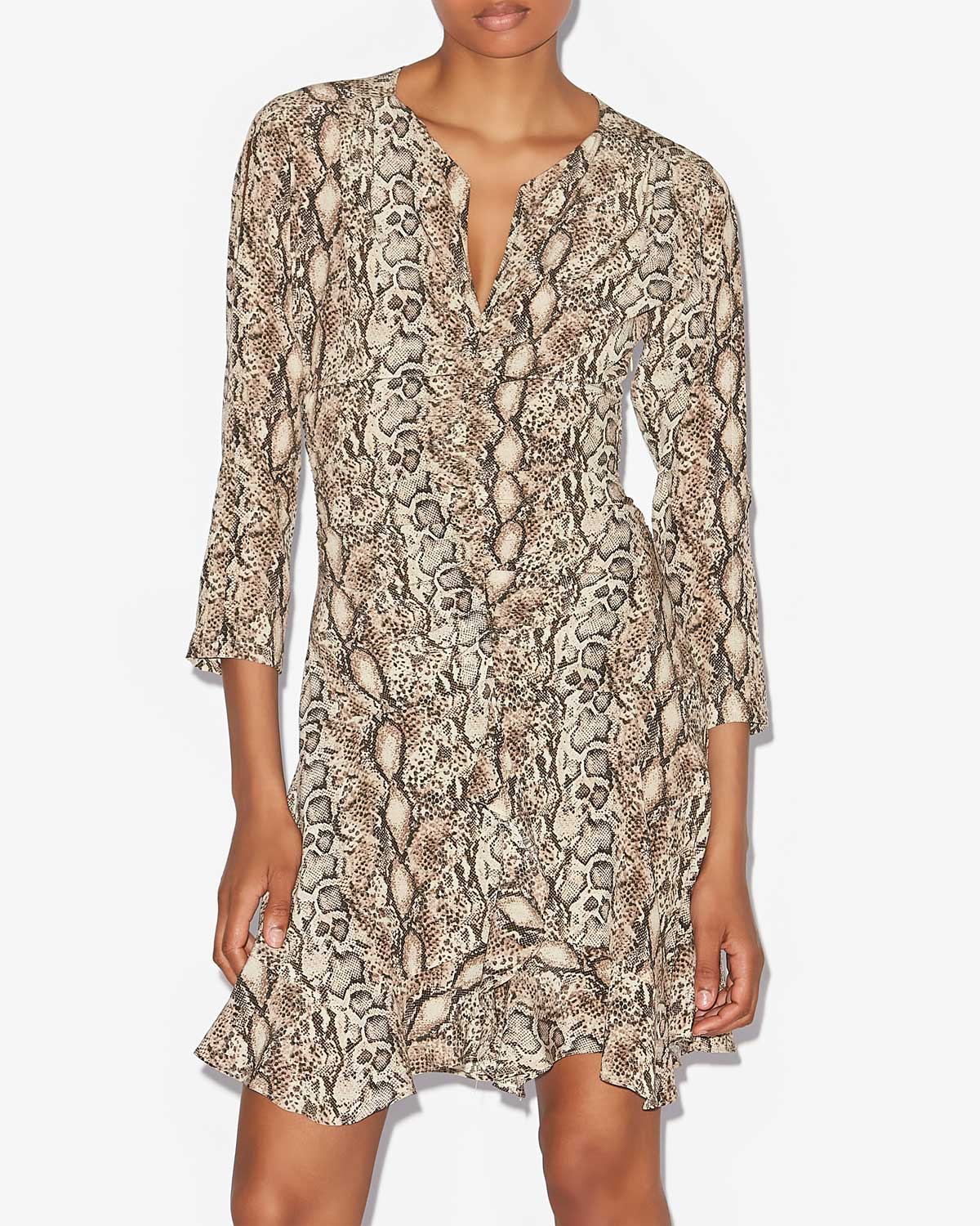 Octavia short gathered printed silk dress - Natural - Woman - 3