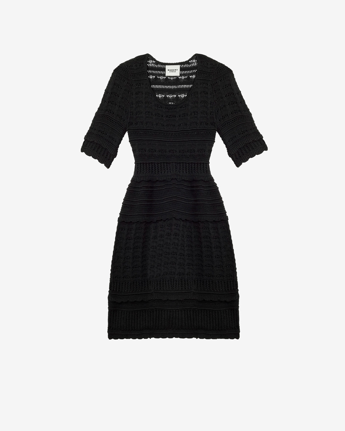 Abril short openwork knit dress - Black - Woman - 5