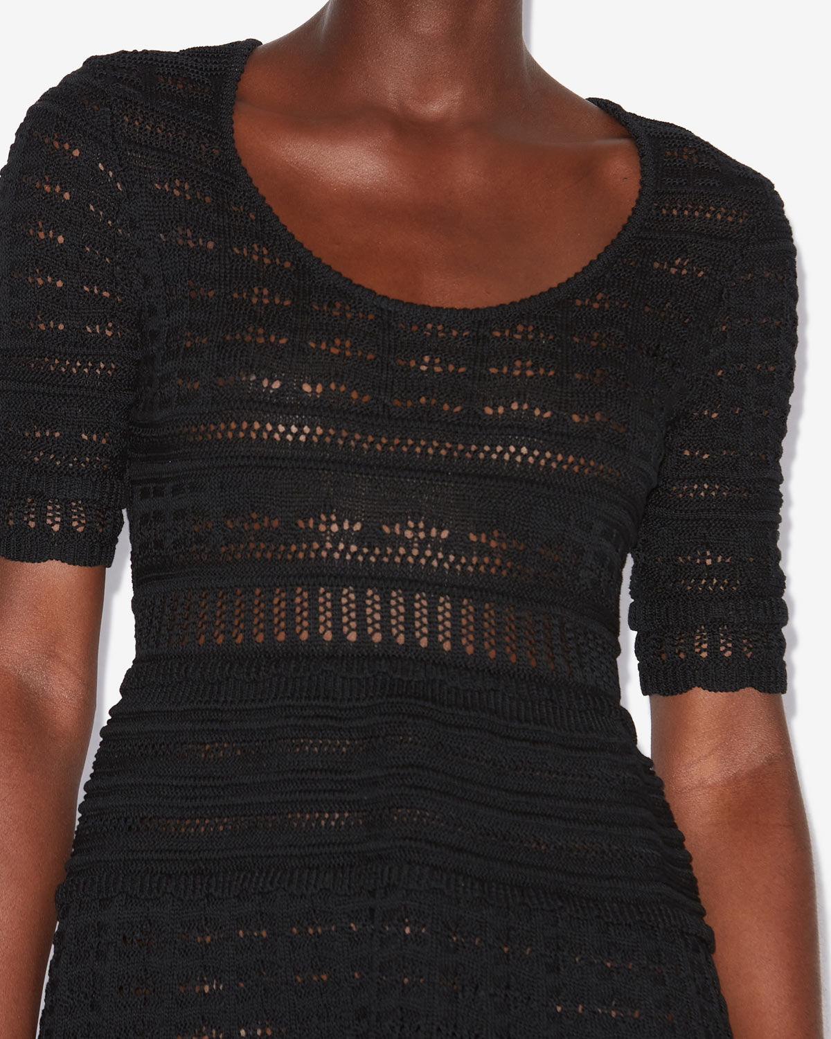 Abril short openwork knit dress - Black - Woman - 2