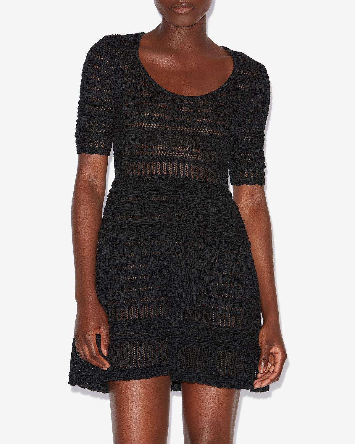 Abril short openwork knit dress - Black - Woman - 3