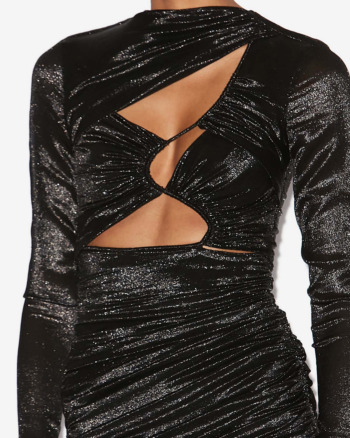 Robe drapée rayana en soie et lurex - Noir - Woman - 2